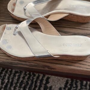 Jimmy Choo Silver Crisscross Sandals